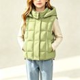 thumbnail image 1 of LOINRODI Girls Puffer Vest, Sleeveless Snap Button Quilted Hooded Warm Padded Outerwear for Cold Weather Green Size 7-8, 1 of 9