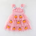 thumbnail image 1 of LOINRODI Toddler Girls Halloween Tutu Dress, 3D Decorations Tiered Skirt Sleeveless Ruffled Straps Whimsical Party Princess Costume Pink Size 3 T, 1 of 9