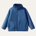 thumbnail image 1 of LOINRODI Toddler Girls Reversible Fleece Zip Jacket Fashion Pocket Stand Collar Zip Up Fall Casual Kids Outfit Blue 4-5 Years, 1 of 5