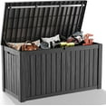 thumbnail image 1 of LOJIAWOWE 200 Gallon Resin Deck Box, Waterproof Lockable Outdoor Storage Container for Patio Furniture, Pool Supplies, Black, 1 of 7