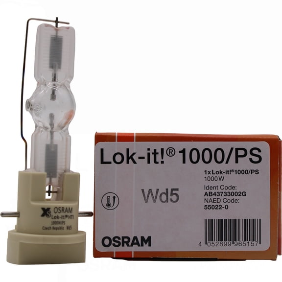 Osram Lok-it! Power Series 55022 1000W/PS Brilliant Lamp, 1000W, 92 CRI, 90,000 lm, 750 hr, PGJX36 Base, Martin MAC Viper, Acme Cobra, PR Lighting XR 1000 - 1 Unit per pack