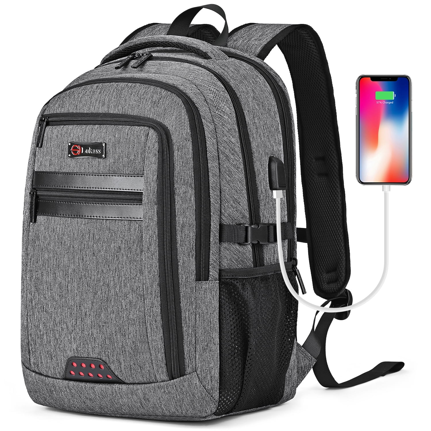 Spencer Laptop Backpack for Men & Women, Anti Theft with lock Water  Resistant Business Backpack with USB Charging Port Fits UNDER 17 Laptop &  Notebook (Gray) 