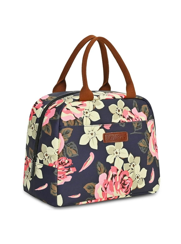 LOKASS Lunch Bag Insulated Water-Resistant Thermal Lunch Cooler Soft Liner Lunch Bag, Peony Blue