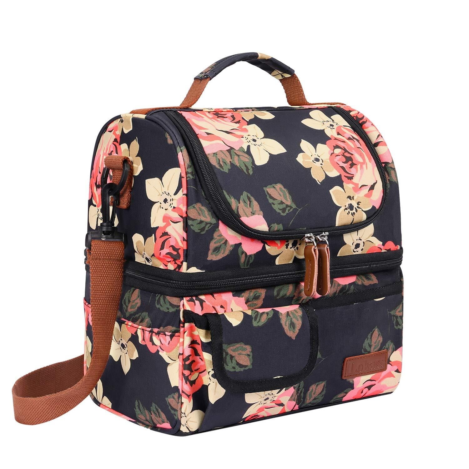 LOKASS Lunch Bags for Women Double Deck Insulated Lunch Box Large