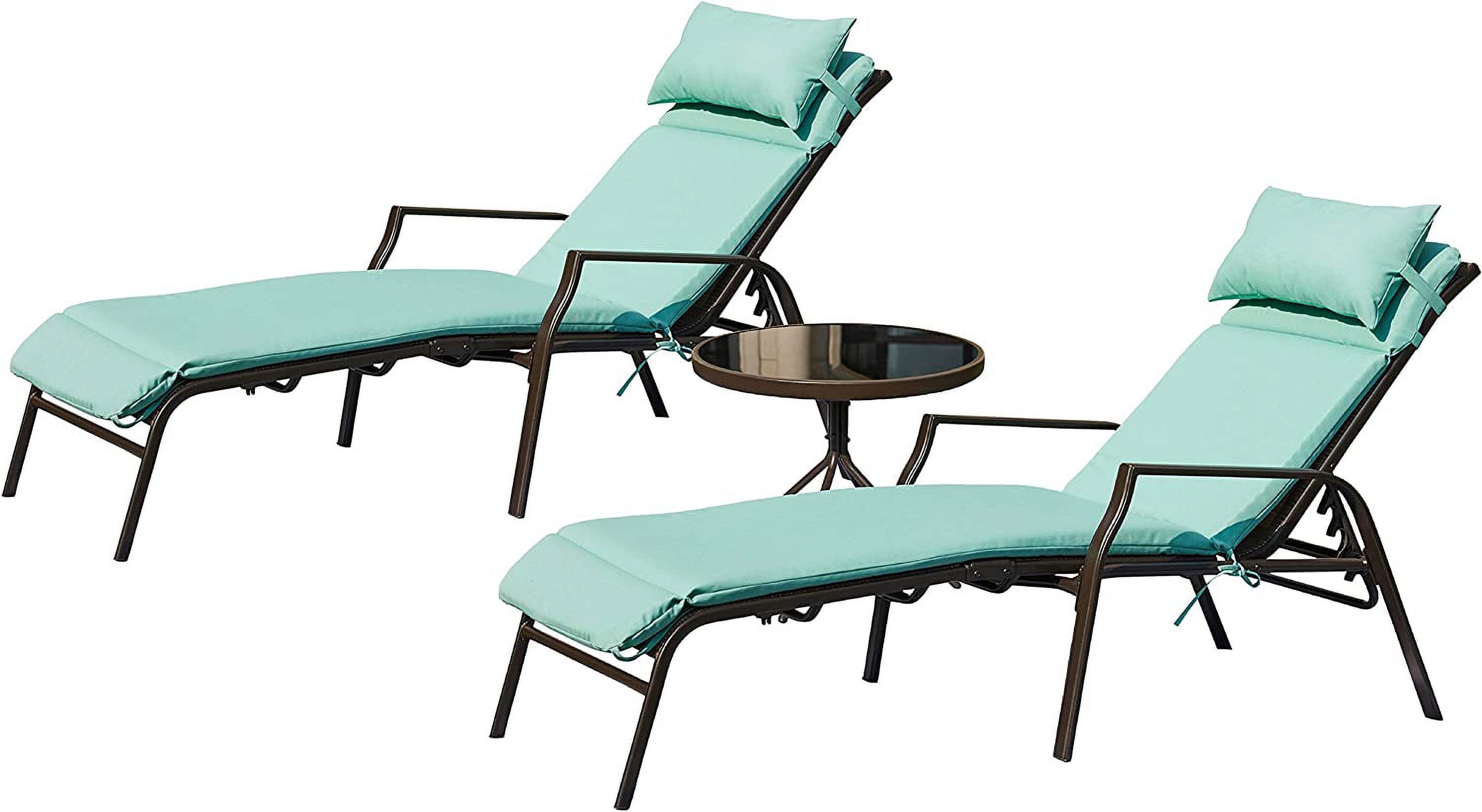 LOKATSE HOME 3 Pieces Outdoor Patio Chaise Lounge Chair Lounger Seating