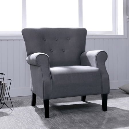 LOKATSE HOME 31" W Tufted Polyester Fabric Accent Chair Sofa in Dark Gray