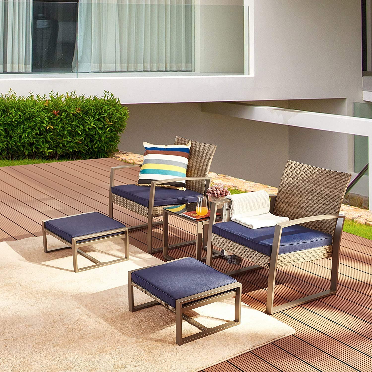 Outdoor chat set with ottoman hotsell