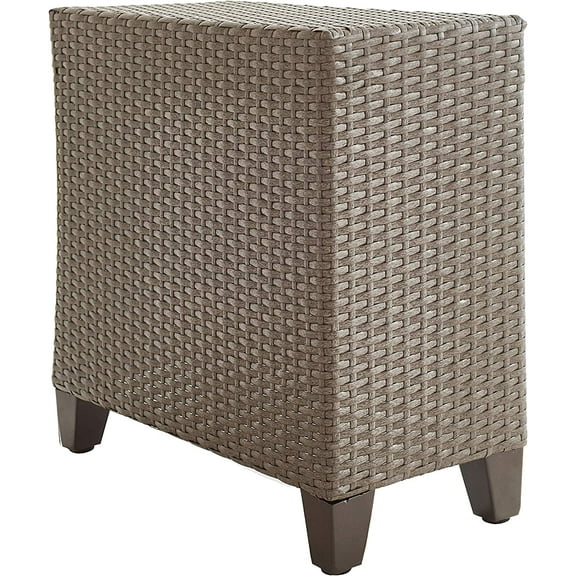 LOKATSE HOME Patio Wicker Rattan Outdoor Side Table, Brown