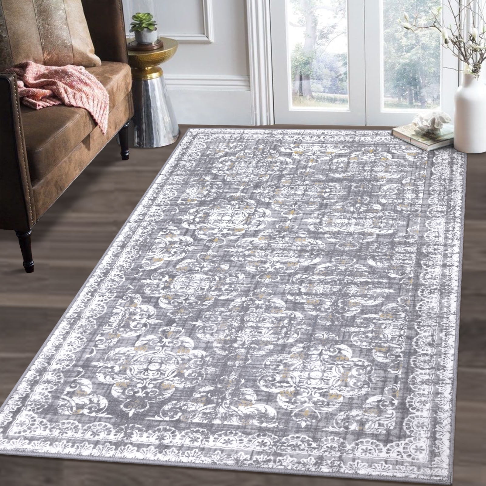 LOKHOM Boho Area Rug 3'x5' for Living Room, Machine Washable Rugs Non ...