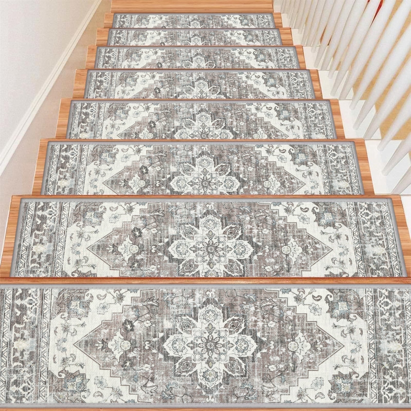 Merida Stair Rug LOKHOM 15 Pack Polyester Anti-Slip Durable Carpet Stair Treads for ...