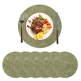 thumbnail image 1 of LOKHOM 13" Round Placemats Set of 6, Faux Leather Waterproof Heat Resistant Placemats, Reversible Solid Table Mats for Kitchen Dining Room, Green, 1 of 8