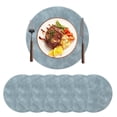 thumbnail image 1 of LOKHOM 13" Round Placemats Set of 6, Faux Leather Waterproof Heat Resistant Placemats, Reversible Solid Table Mats for Kitchen Dining Room, Blue, 1 of 8
