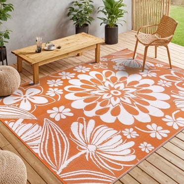 LOKHOM Outdoor Rug 5'x8' for Patios Waterproof Reversible Patio Mat Plastic Straw Rug for Porch, Deck, Balcony, Camper, Backyard
