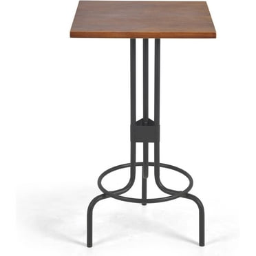 LOKKHAN 41.42" Tall Café Pub Bistro Bar Table, Industrial Design Metal Base, Rustic Brown-Square Wooden Top 23.62" L x W, Accent Table for Dining Room, Kitchen, or Bar Area