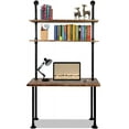 thumbnail image 1 of LOKKHAN 79-inch Industrial Laptop Desk Solid Wood Computer Desk Wall Pipe Desk with Shelves Computer Table for Home Office (L:40 inch), 1 of 6