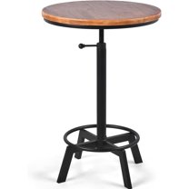 LOKKHAN Adjustable Swivel Bar Table 30"-35.4" Round Wood Tabletop 23.6" Dia, Rustic Industrial Kitchen Dining Living Party Office Coffee Bistro Breakfast Pub Table,Space-Saving