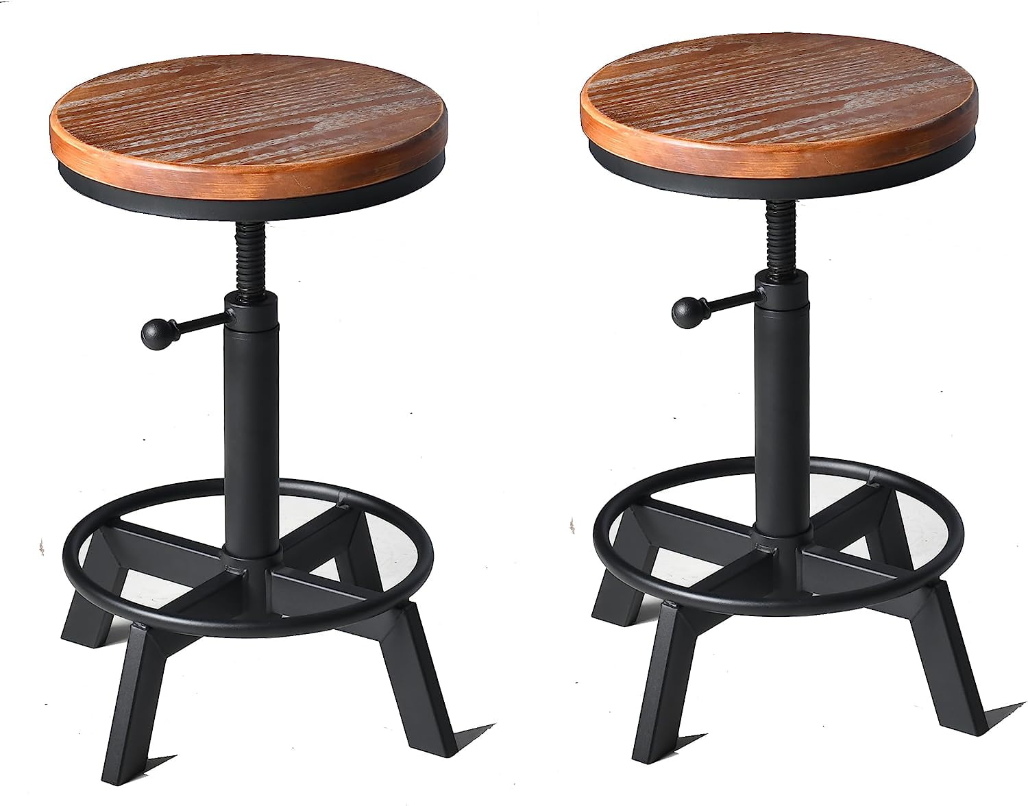 LOKKHAN Industrial Bar Stool-Set of 2,Swivel Adjustable Counter