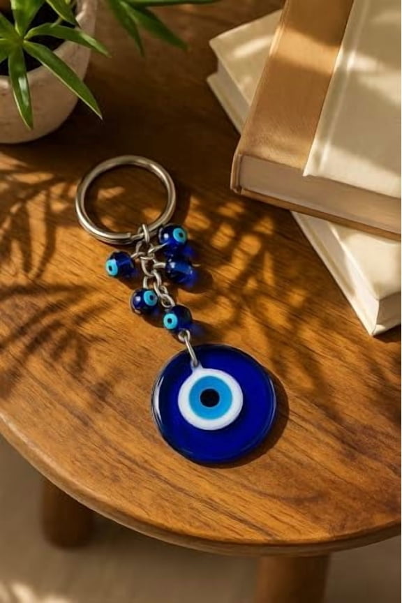 Blue Keychain | Minimal Handcrafted Evil Eye Glass Pendant