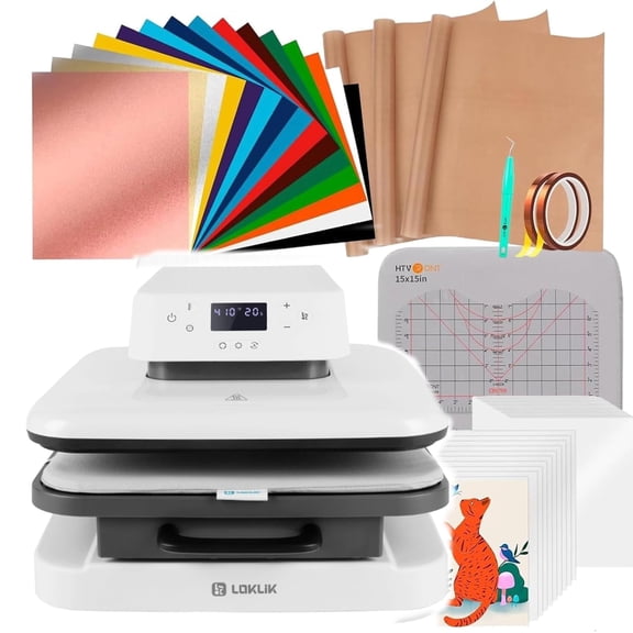 LOKLiK by HTVRONT 1500W 15"x15" Automatic Heat Press Machine for Transfer Vinyl & Sublimation Project
