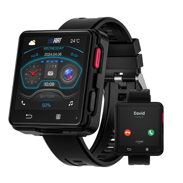 LOKMAT Appllp 2 Max 4G Smart Watch Phone Detachable, Android 11 Mtk Ram:3GB,Rom:32GB, 2.64 inch Large Screen 1200mAh Type-C Port 5.0MP Dual Camera Wifi BT Gps Fitness Activity Tracker