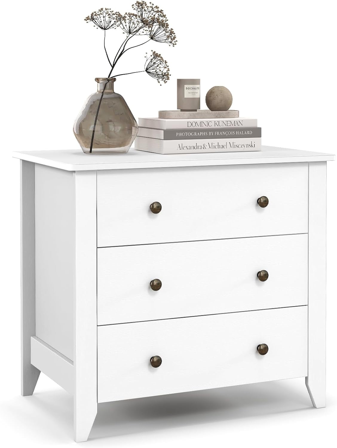 White MDF 3-Drawer Nursery Dresser Chest