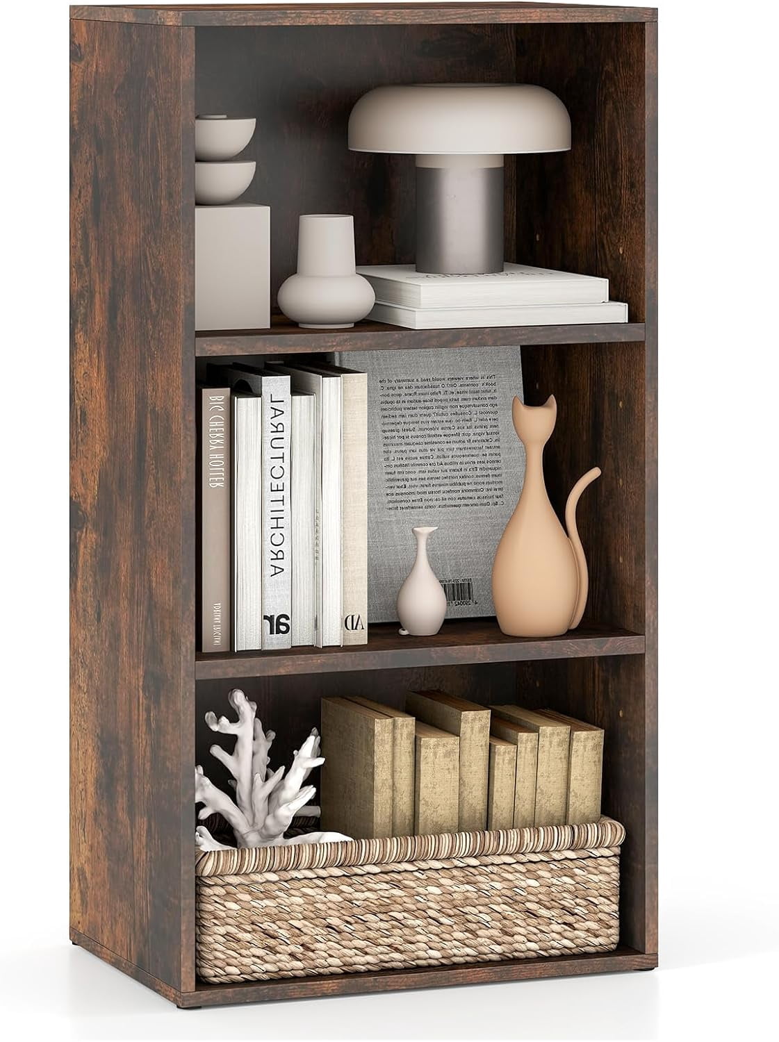 LOKO 3-Tier Cube Bookcase, Modern Open Bookshelf with Adjustable ...