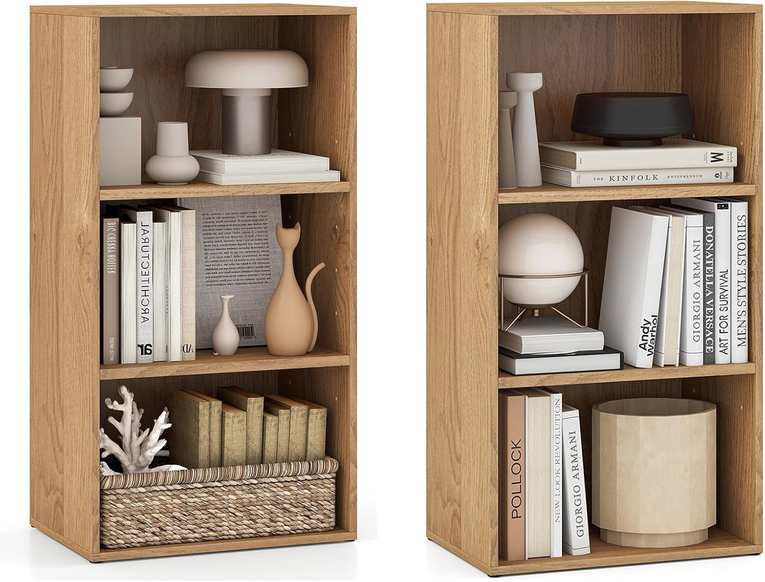 LOKO 3-Tier Cube Bookcase Set of 2, Modern Open Bookshelf with ...