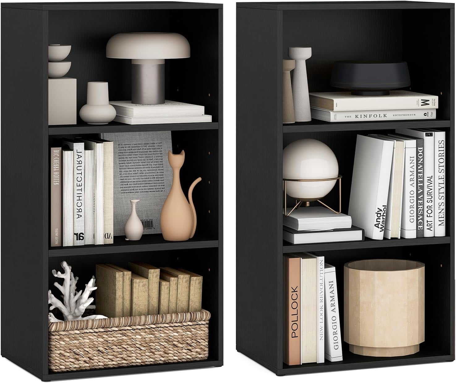 LOKO 3-Tier Cube Bookcase Set of 2, Modern Open Bookshelf with ...
