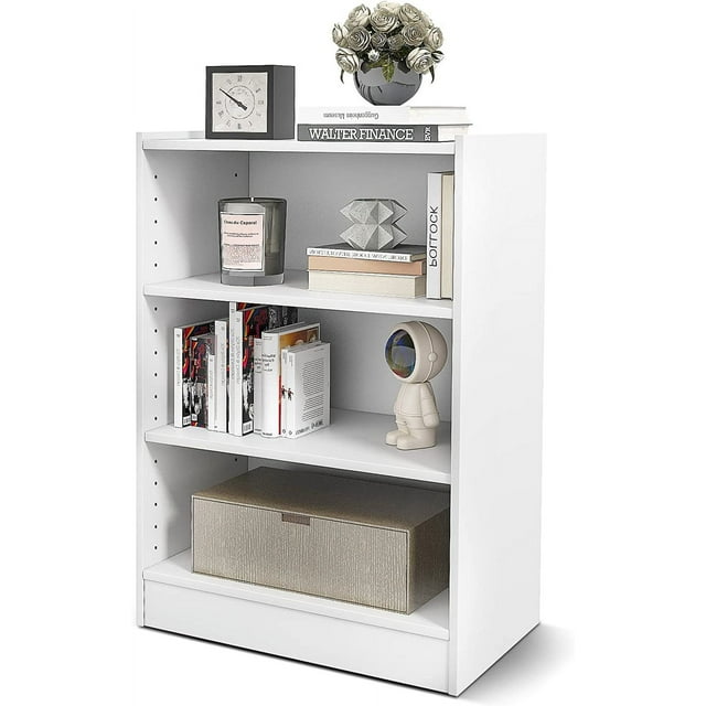 LOKO 3-Tier Open Bookcase, Modern 3-Cube Bookshelf with 18-Position Adjustable Shelves & Anti-toppling Devices, Multipurpose Cubical Display Storage Organizer for Living Room Study (1, White)
