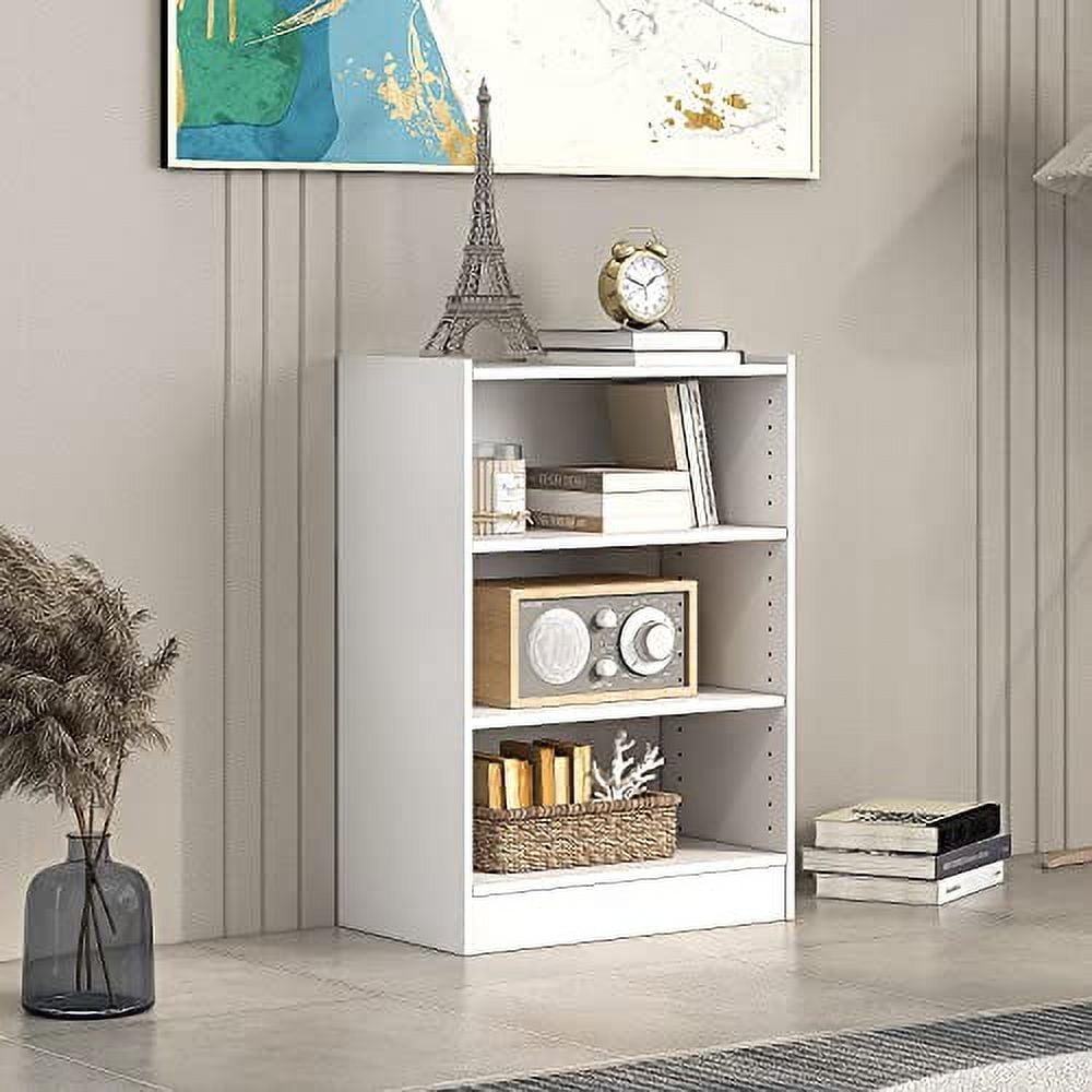 LOKO 3-Tier Open Bookcase, Modern 3-Cube Bookshelf with 18-Position Adjustable Shelves & Anti-toppling Devices, Multipurpose Cubical Display Storage Organizer for Living Room Study (1, White)