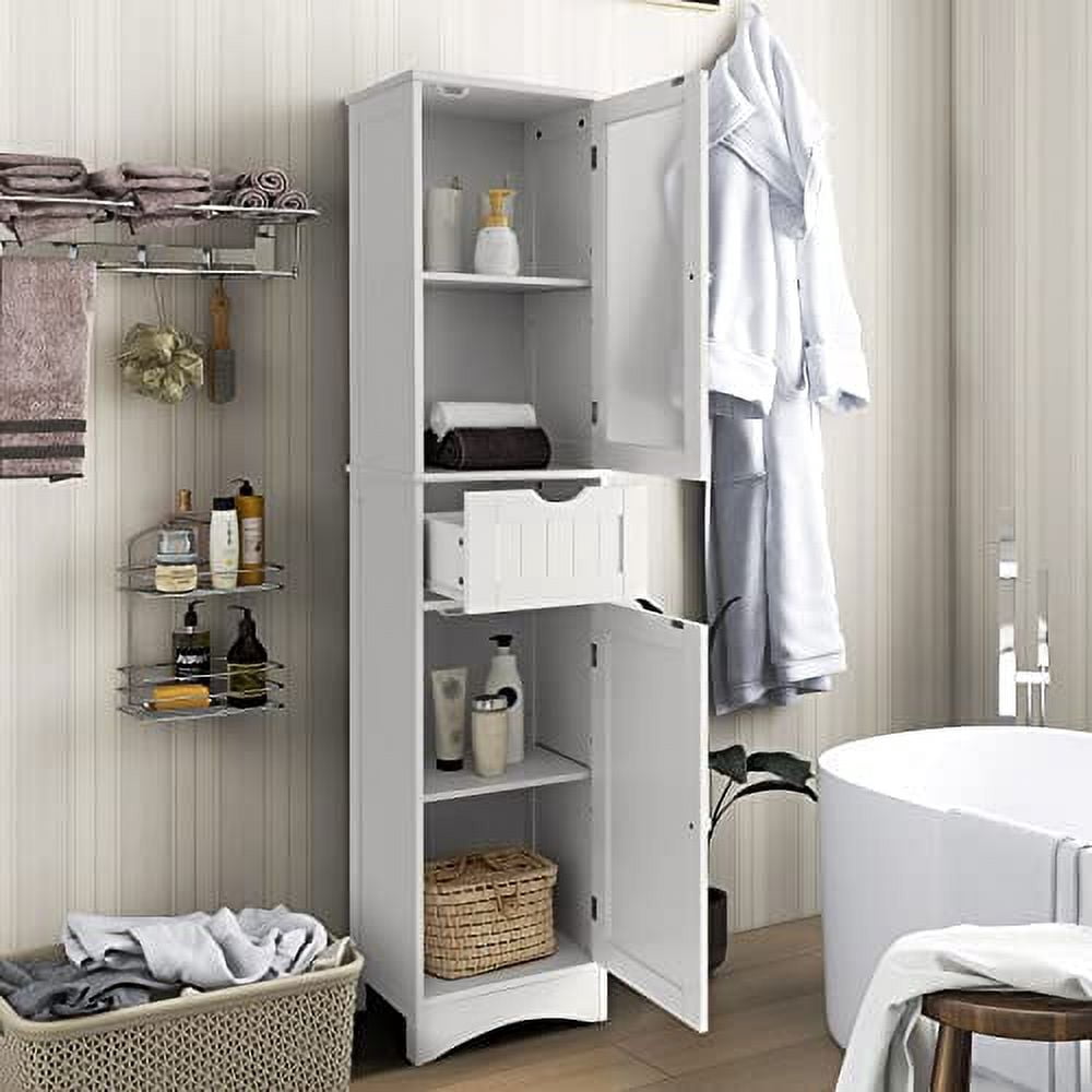 LOKO 67” Tall Bathroom Storage Cabinet with 2 Doors & 1 Drawer, Modern ...
