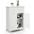 thumbnail image 1 of LOKO Bathroom Floor Cabinet, Kitchen Storage Cabinet with 1 Drawer, 2 Doors & 3-Position Adjustable Shelf, 2-Door Floor Storage Cabinet for Bathroom, Living Room, Entryway (White), 1 of 18