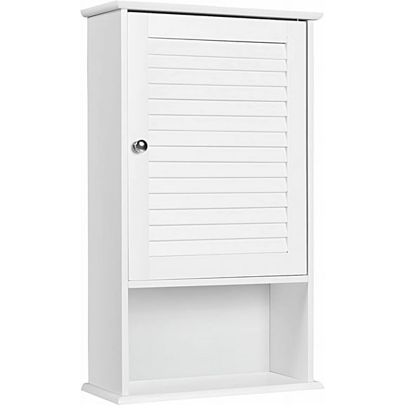 LOKO Bathroom Wall Cabinet, Bathroom Cabinet Wall Mounted with Single Shutter Door and Adjustable Shelf, Small Medicine Cabinet for Living Room, Kitchen or Entryway, 16.5 x 6.5 x 27.5 inches (White)