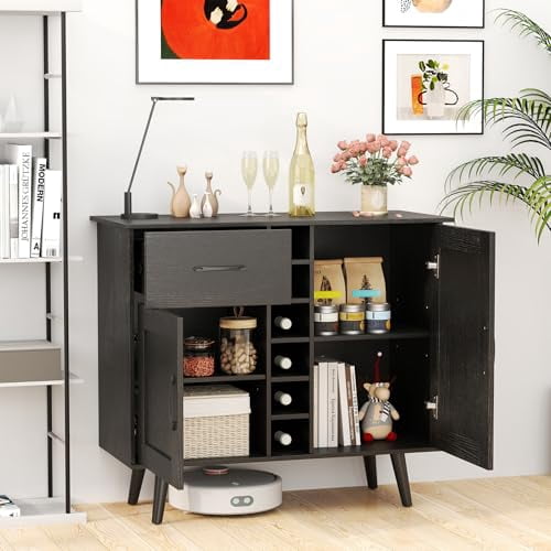 LOKO Farmhouse Buffet Cabinet with Storage, Modern Wine Bar Cabinet ...