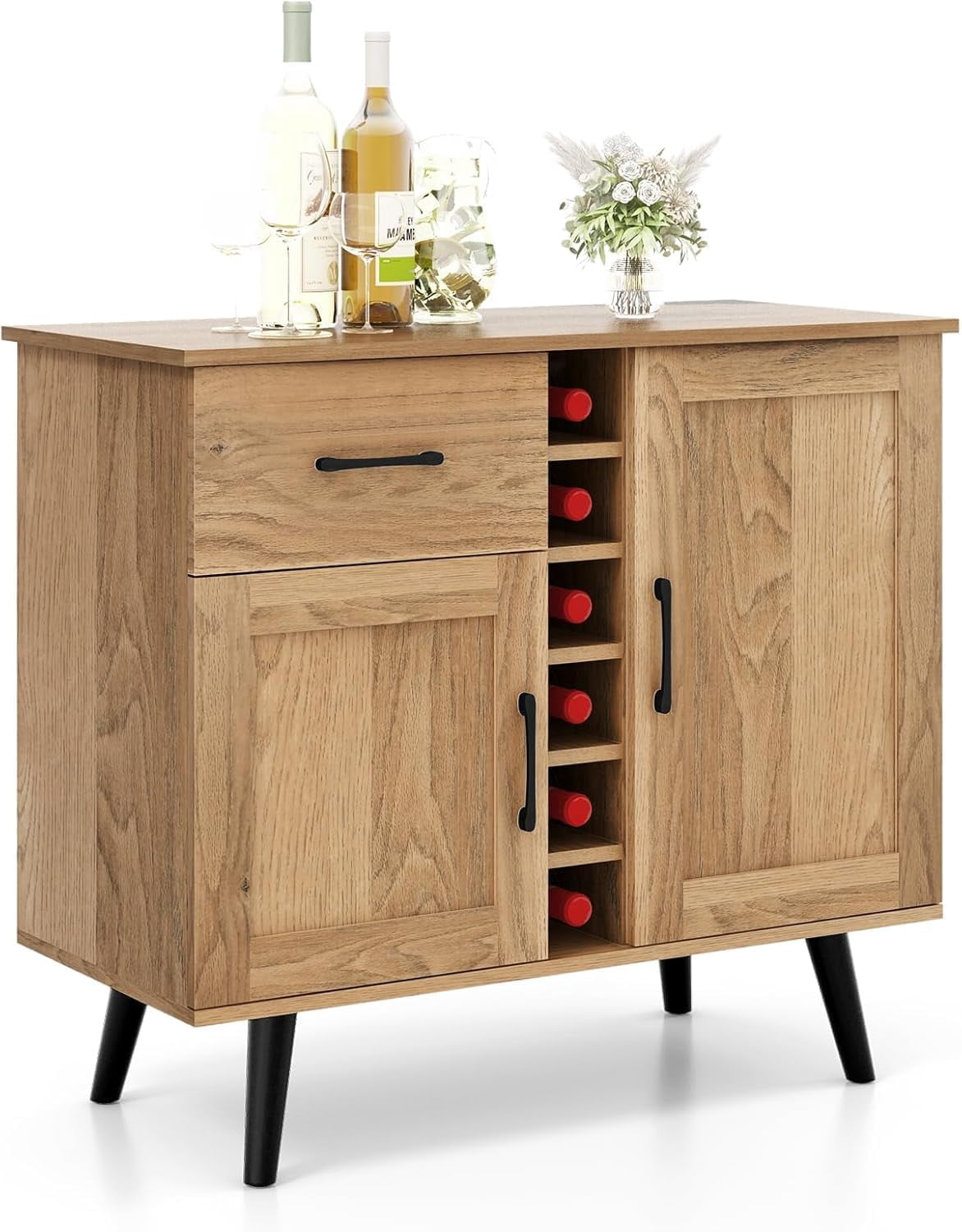 LOKO Farmhouse Buffet Cabinet with Storage, Modern Wine Bar Cabinet ...