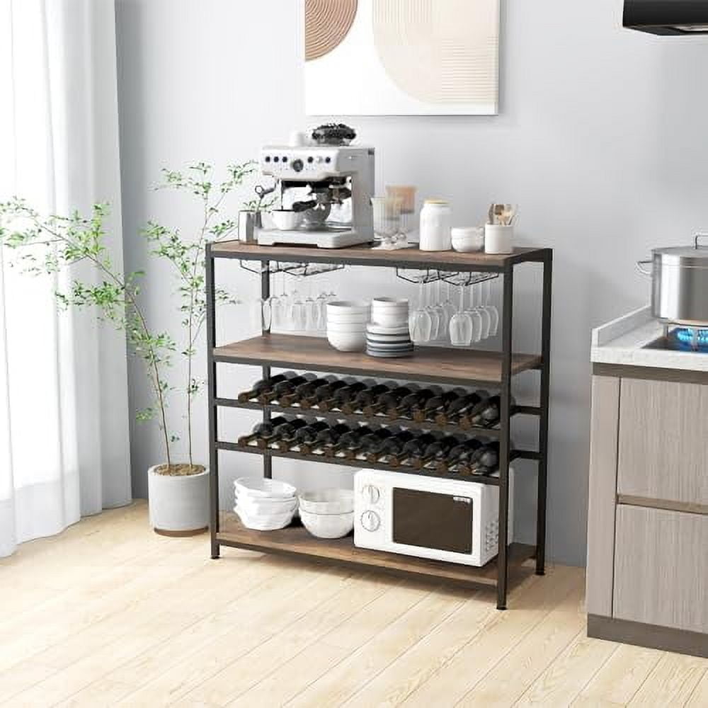 LOKO Industrial 5-Tier Wine Rack Table, Freestanding Wine Bar Cabinet ...