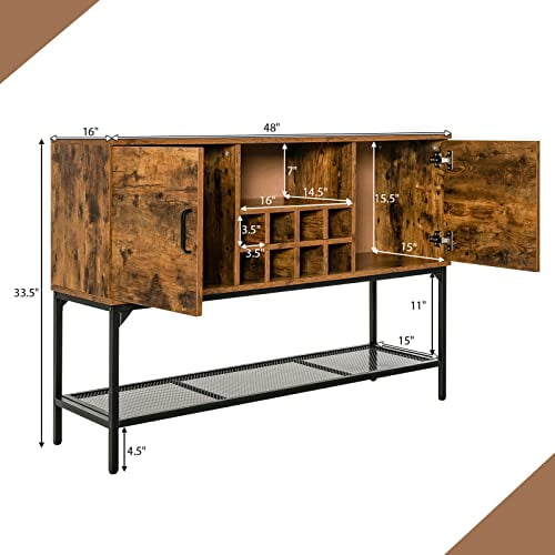 LOKO Industrial Buffet Cabinet with Storage, Home Kitchen Wine Cabinet ...