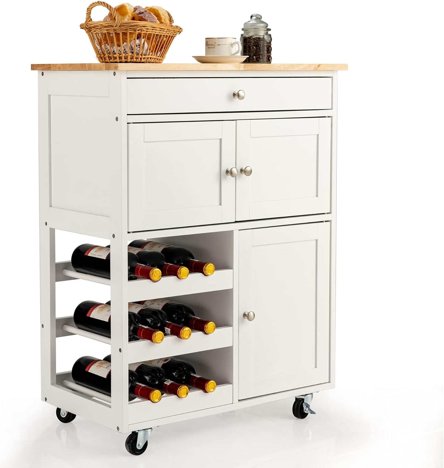 LOKO Kitchen Island Cart on Wheels, Rolling Kitchen Cart with 1 Drawer