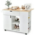 thumbnail image 1 of LOKO Kitchen Island with Drop Leaf, Rolling Kitchen Storage Cart with Drawer, Cabinet, 6 Open Shelves, Spice Rack & Towel Bar, Rolling Kitchen Island with Storage & Lockable Wheels (White), 1 of 14