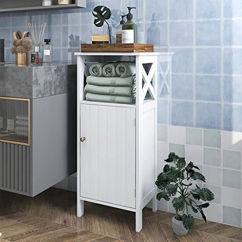 LOKO Slim Bathroom Storage Cabinet, Modern Narrow Floor Cabinet with ...