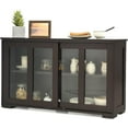 thumbnail image 1 of LOKO Stackable Buffet Cabinet, Kitchen Storage Cabinet with Sliding Tempered Glass Doors, Small Sideboard for Kitchen, Dining Room or Living Room, 42 x 13 x 24.5 inches (Espresso), 1 of 13