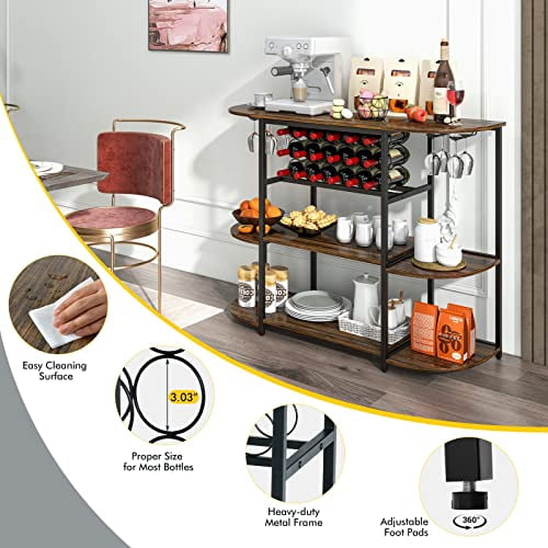 LOKO Wine Rack Table, 47 Inches Industrial Wine Bar Cabinet with Wine ...