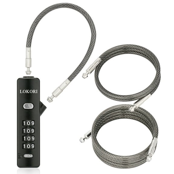 LOKORI 4-Digit Combination Cable Bicycle Lock, Black