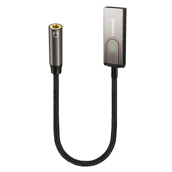 LOKUKA Bluetooth 5.3 to Aux Adapter for Car or Amp, USB to 3.5mm Female Bluetooth Receiver, Compatible with Wired Speaker, Car or Amplifier for Hands-Free Call, Voice Navigation, Music, Brown
