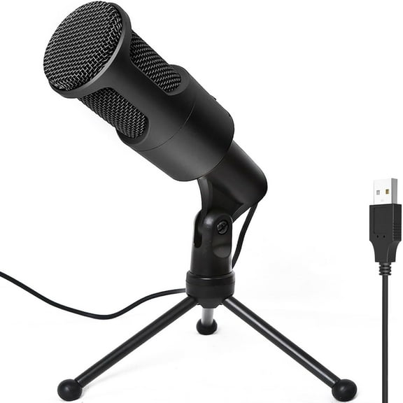 LOKUKA PC USB Microphone, Podcast Condenser Mic with Foldable Tripod Mute Switch for Streaming, Gaming, Podcasting, Recording on Computer, Laptop, PS4/5