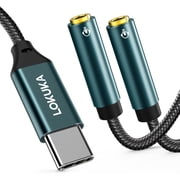 LOKUKA USB-C To Dual 3.5mm Headphone Splitter, TRRS 2-in-1 Audio Adapter with Hi-Res DAC Chip, for USB-C Smartphone, Laptop, Pad To 2 Headphones, Speakers, TRRS Microphones, 1FT