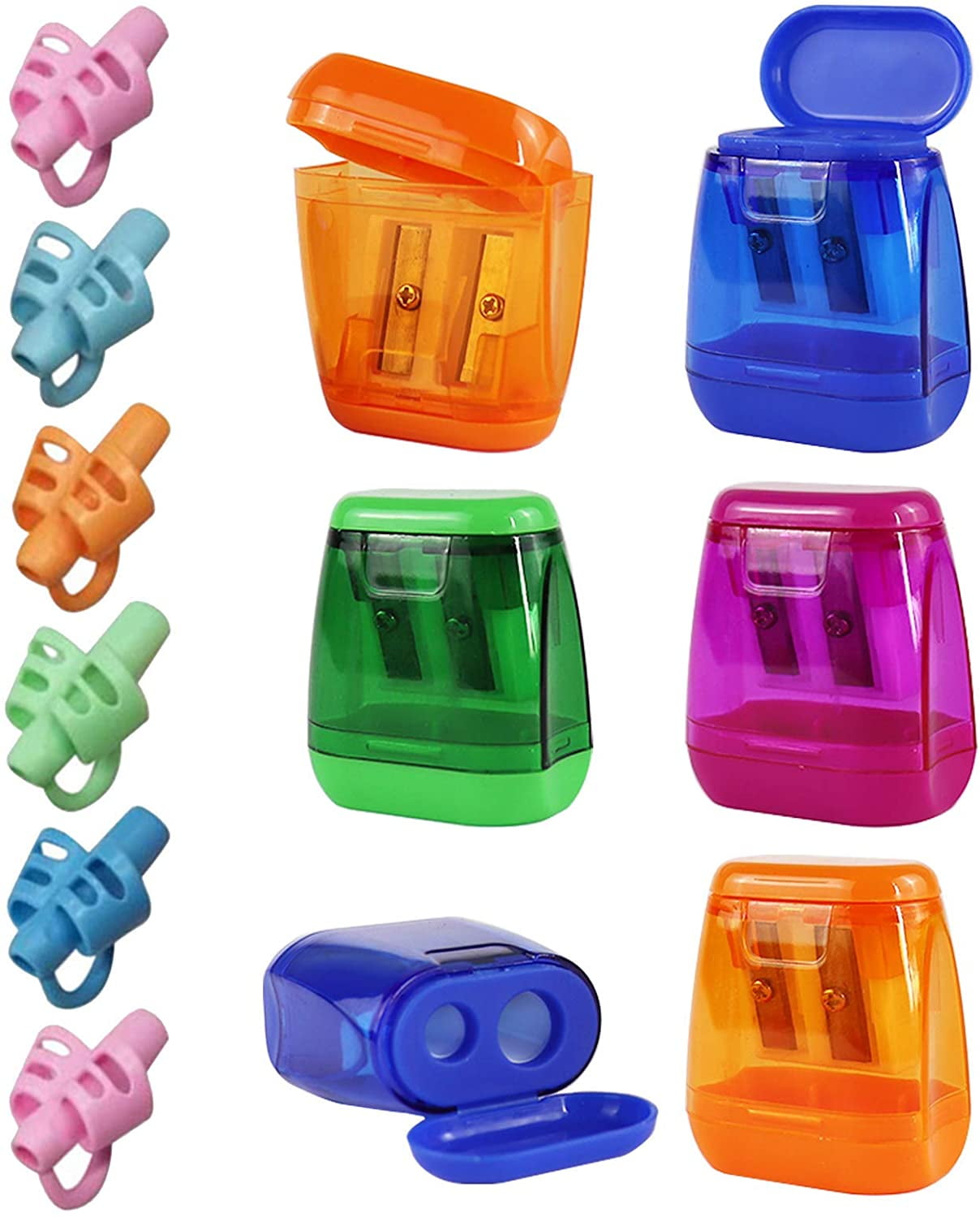 LOKiVE Manual Pencil Sharpeners, 6PCS Colorful Compact Dual Holes