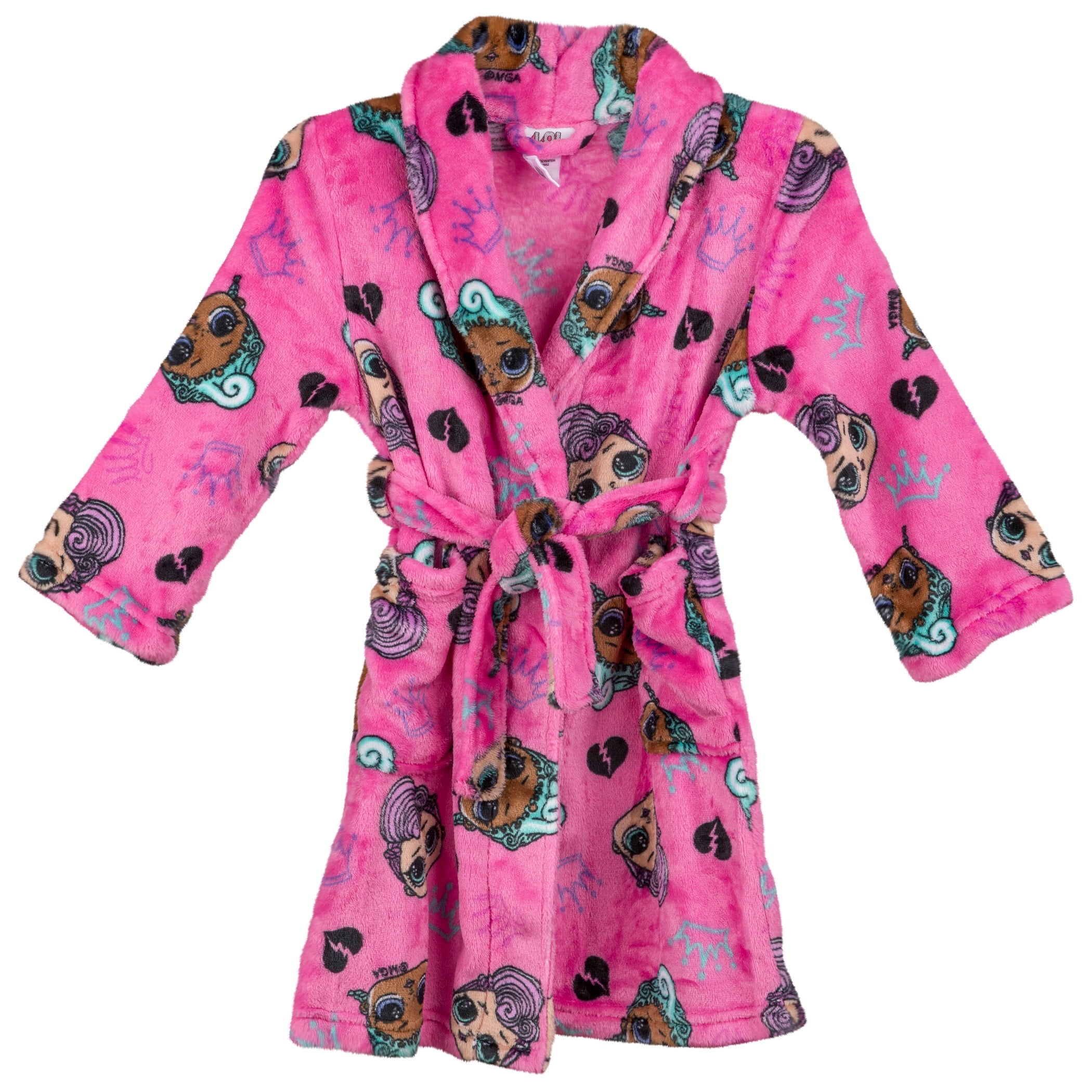 L.O.L. Surprise Girl's Minky Fleece Pink Character Bathrobe, Robe (Size 10)