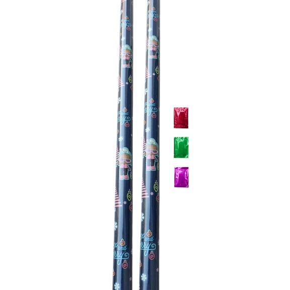 LOL Dolls Christmas Wrapping Paper 2 Rolls 40 Sq Ft Total, Holiday Birthday Baby Shower Halloween Easter Presents, Navy Party Gift Wrap with Cut Lines, Kids Gifts w/ Bonus Snoep in Beperkte Oplage