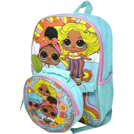 LOL Dolls Girls Backpack with Lunch Bag 16" Blue